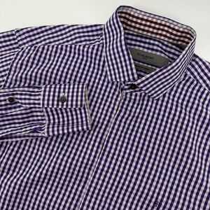 Givenchy Men Button Down Shirt Mens Medium Purple Pink Grey Gingham Check